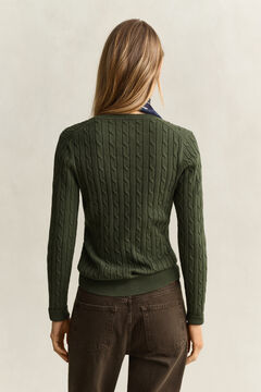 Classic Cable Knit Sweater — MOSSY GREEN 2