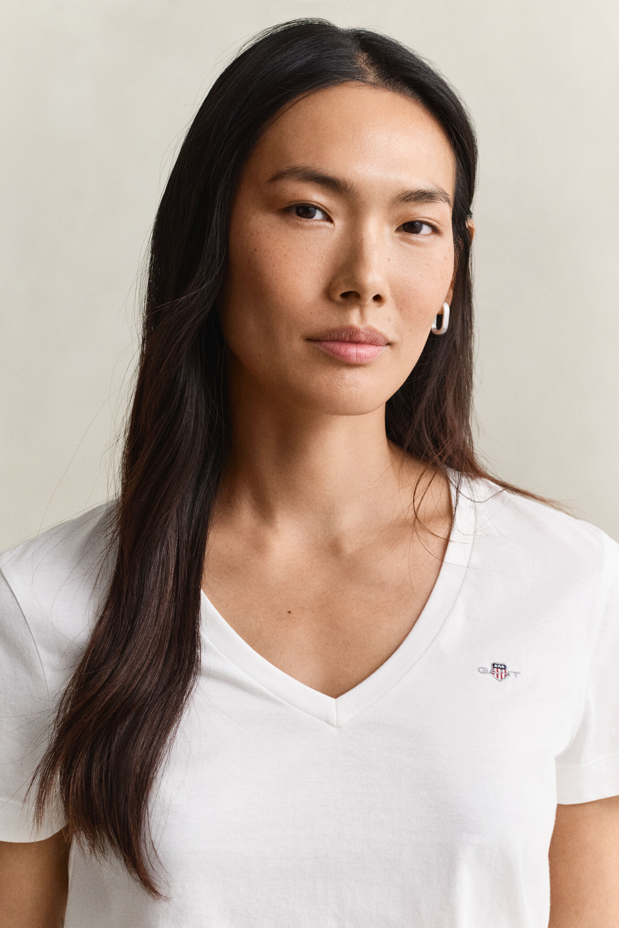 Shield V-Neck T-Shirt — WHITE