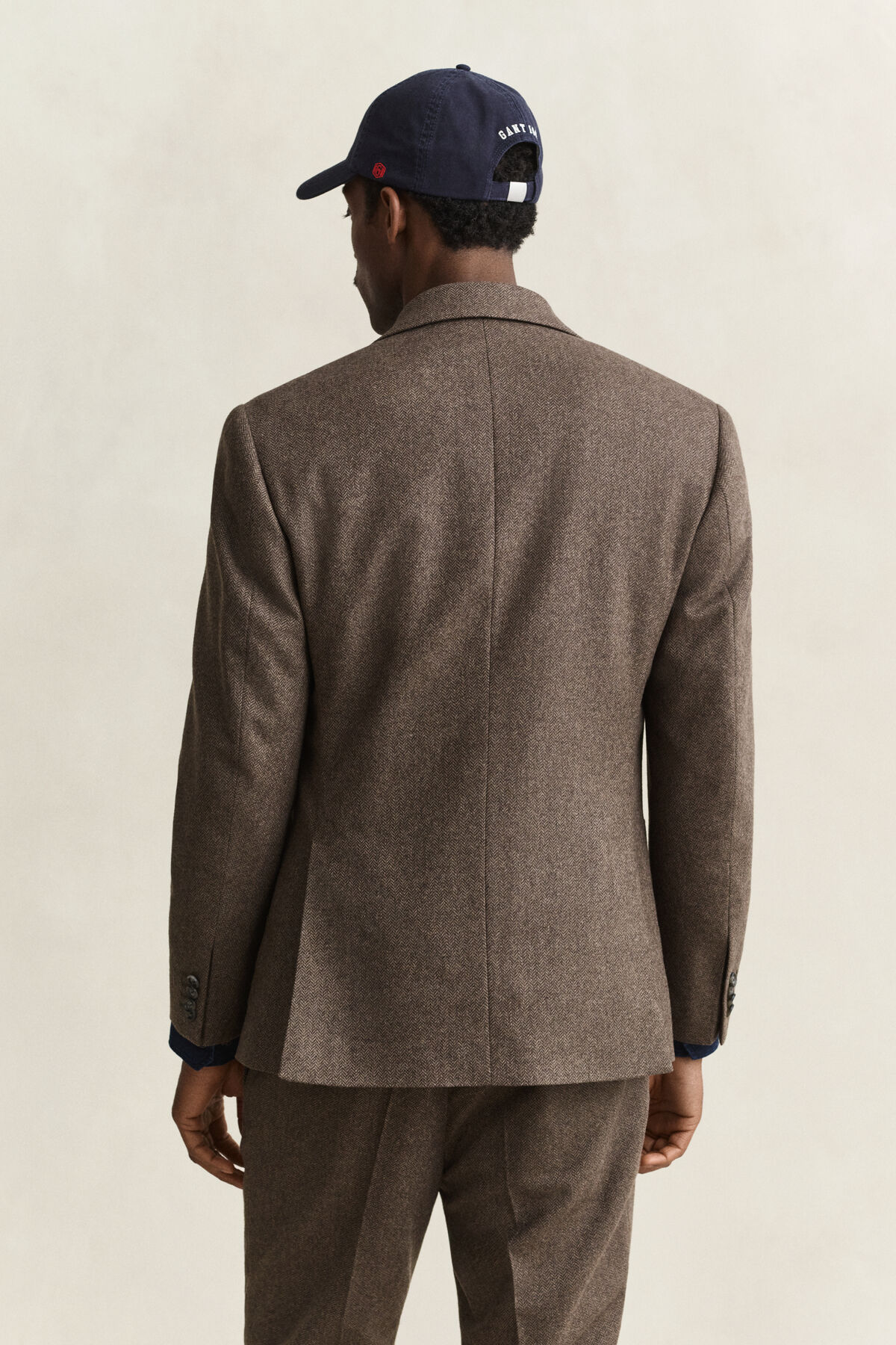 Wool Herringbone Suit Jacket — BLACK BROWN