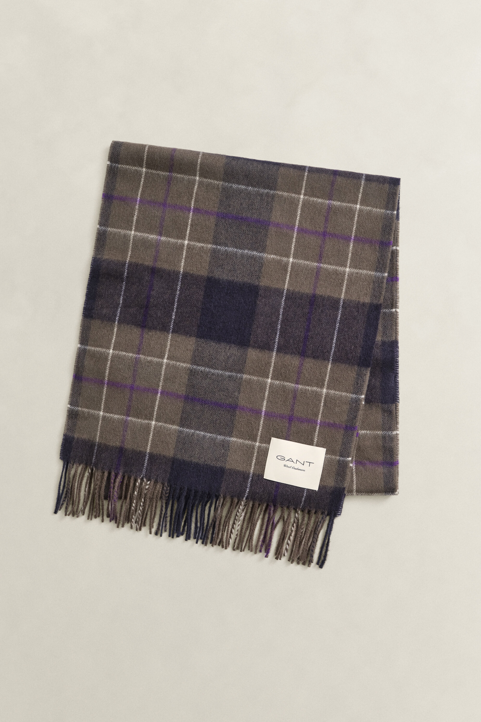 Checked Scarf — SHADOW BROWN