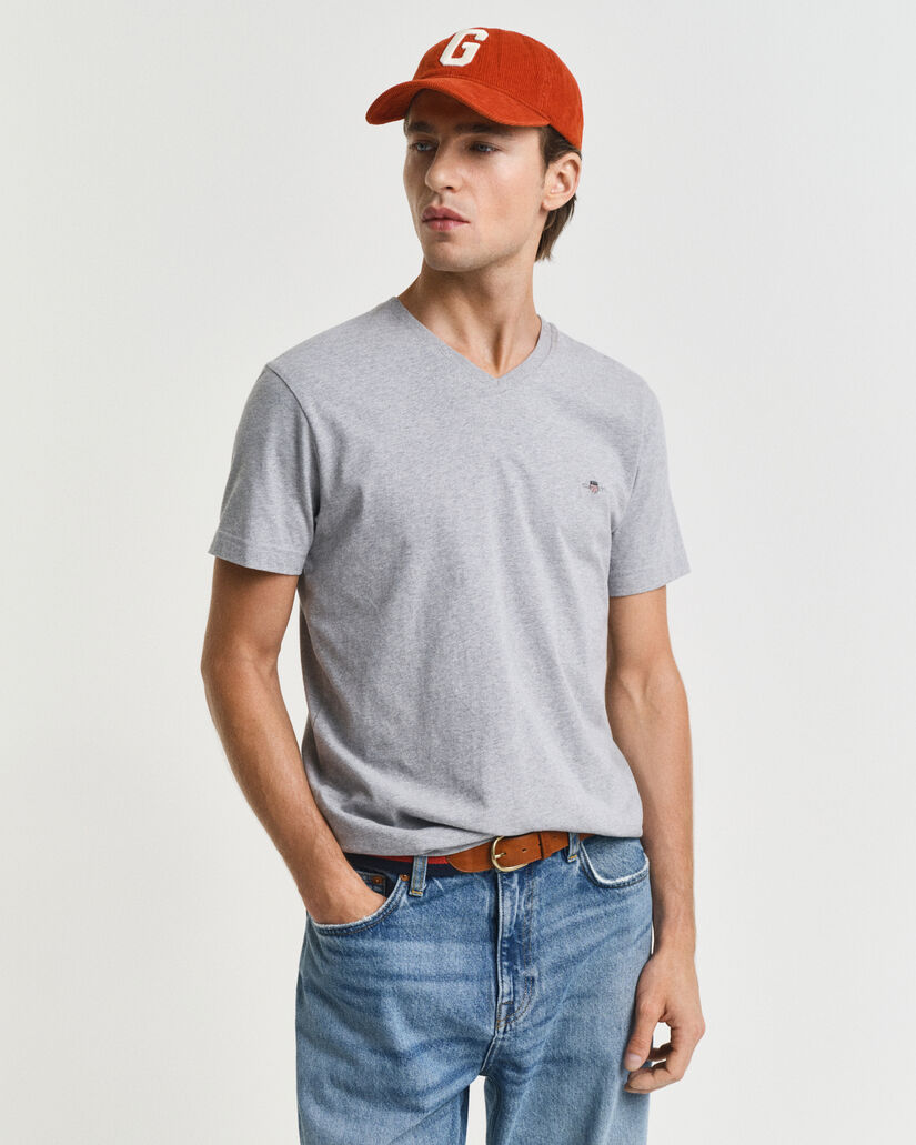 Slim Fit Shield V-Neck T-Shirt