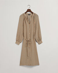 Check Stand Collar Shirt Dress