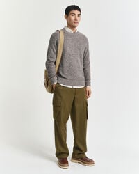 Wool Blend Mouliné Crew Neck Sweater