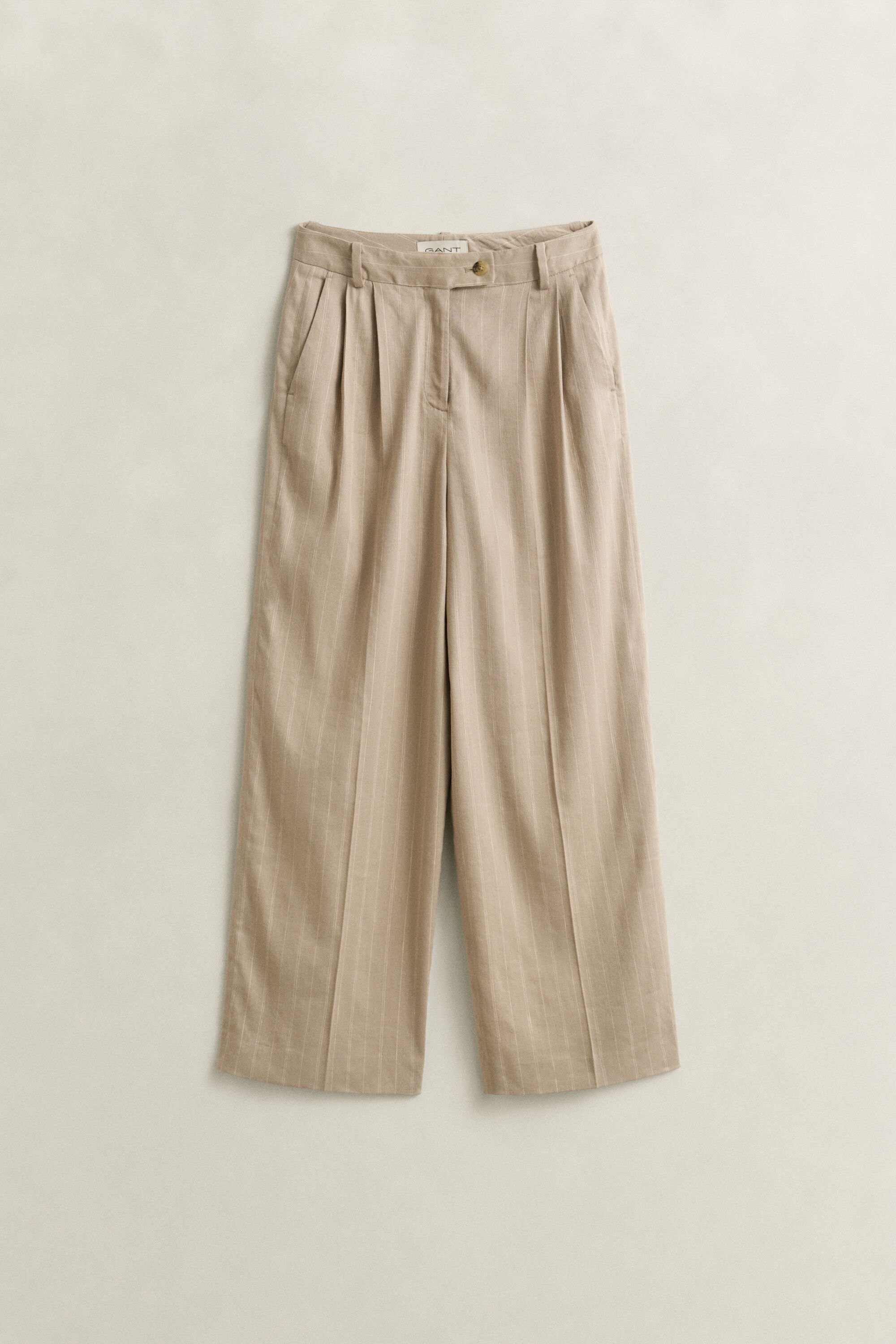 Pinstriped Linen Blend Pants