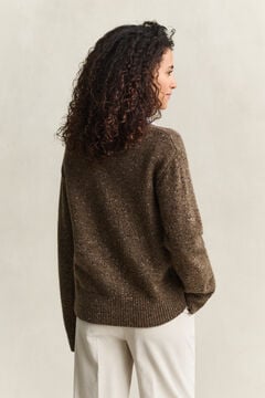 Wool Blend Nepps Cardigan — CARAMEL BROWN 2