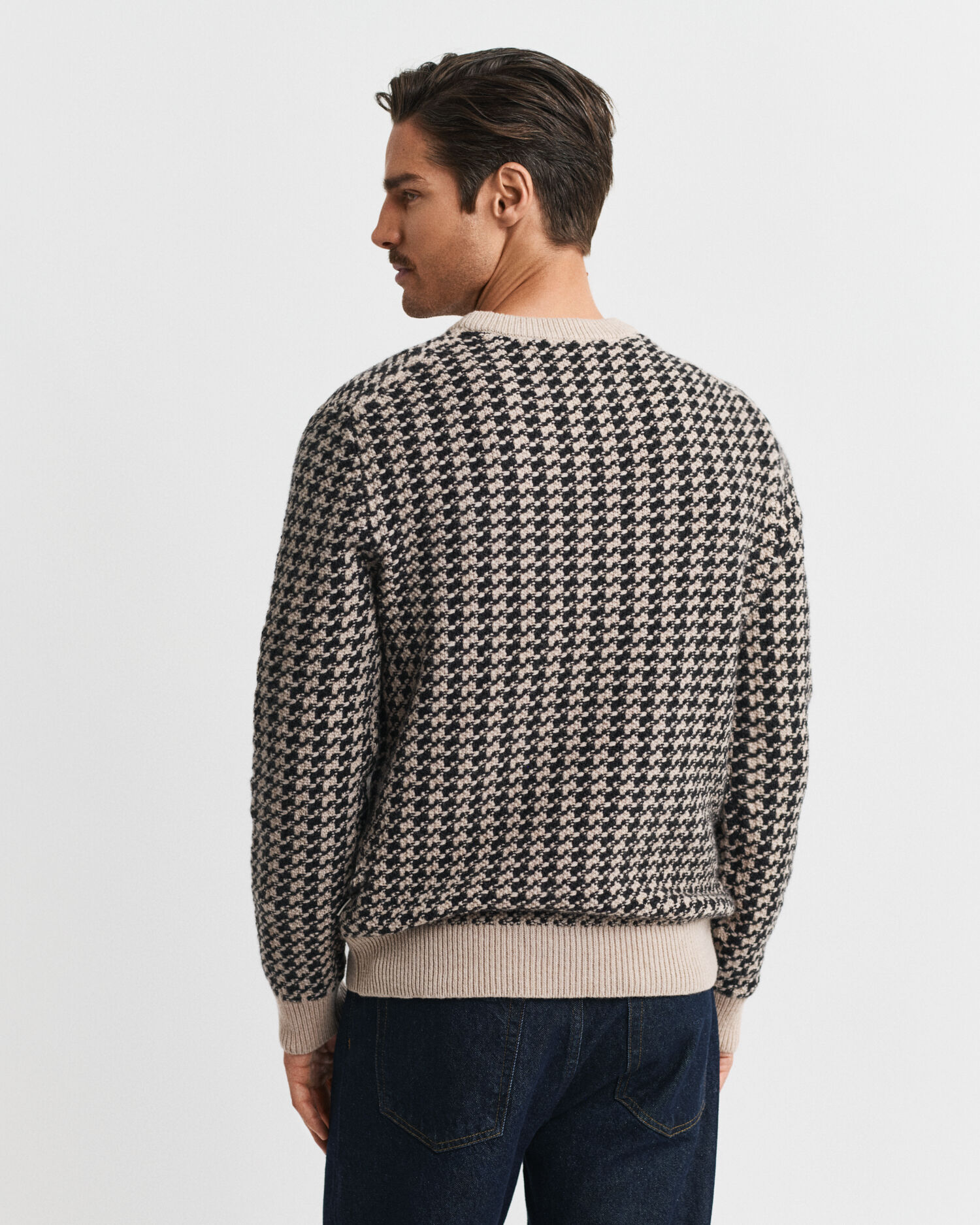 Two-Tone Textured Crew Neck Sweater - GANT