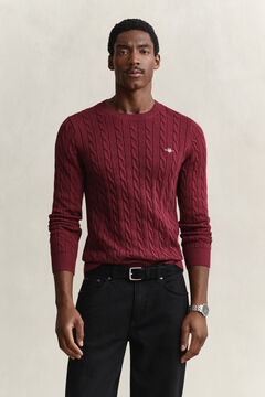 Classic Cable Knit Sweater — DEEP GRAPE WINE 4