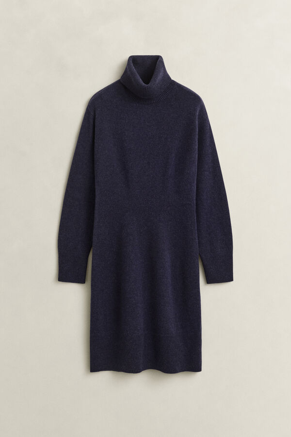 Wool Cashmere Turtleneck Dress — EVENING BLUE