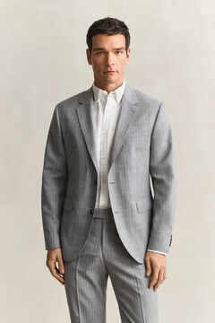 Pinstriped Suit Jacket — GREY MELANGE 8
