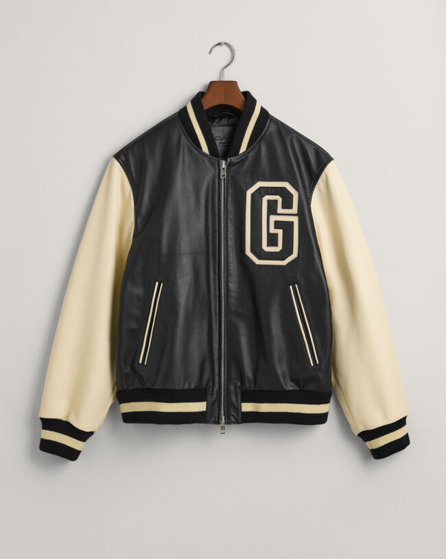 Letterman Varsity Wool and Leather Black and Gray Jacket - Jackets
