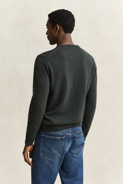 Lambswool Crew Neck Sweater — DARK MOSS GREEN 2