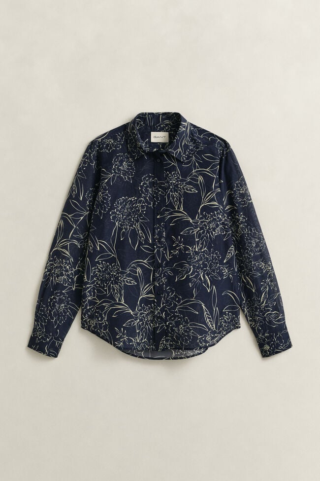 Regular Fit Floral Print Cotton Silk Shirt
