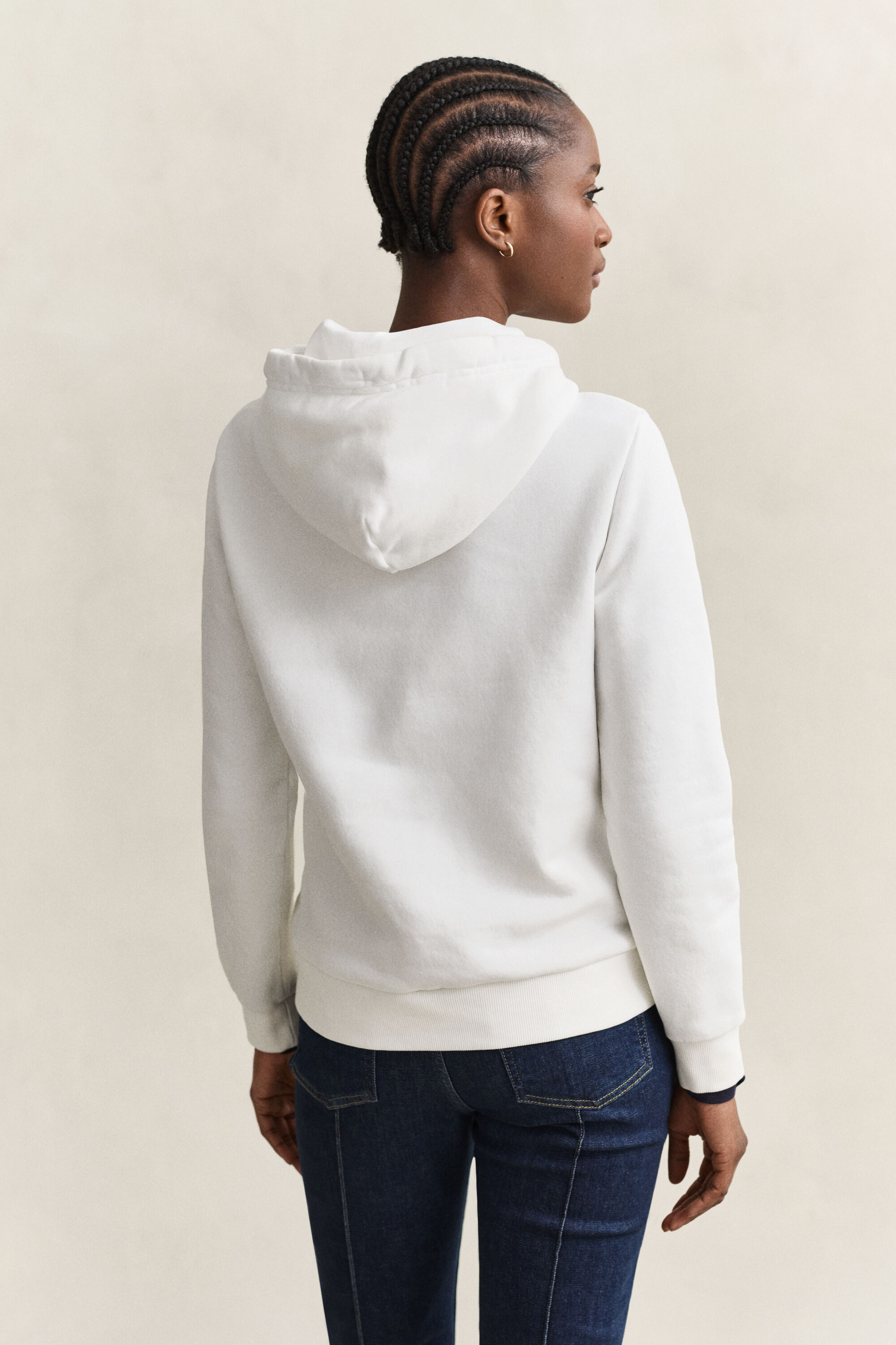 Tonal Shield Hoodie — EGGSHELL