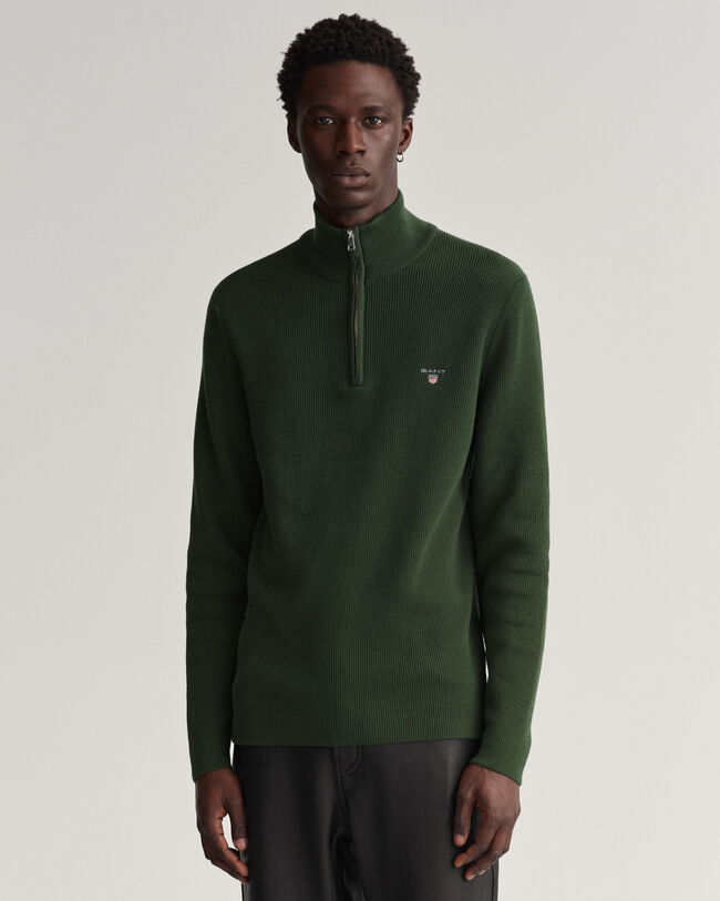 Rib Texture Half-Zip Sweater