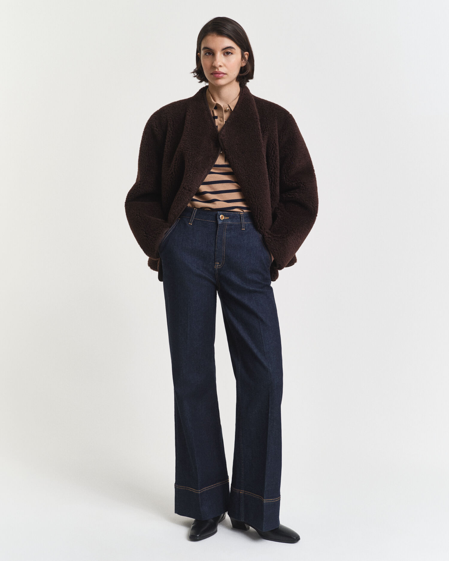 Breton Striped Long Sleeve Piqué Polo Shirt