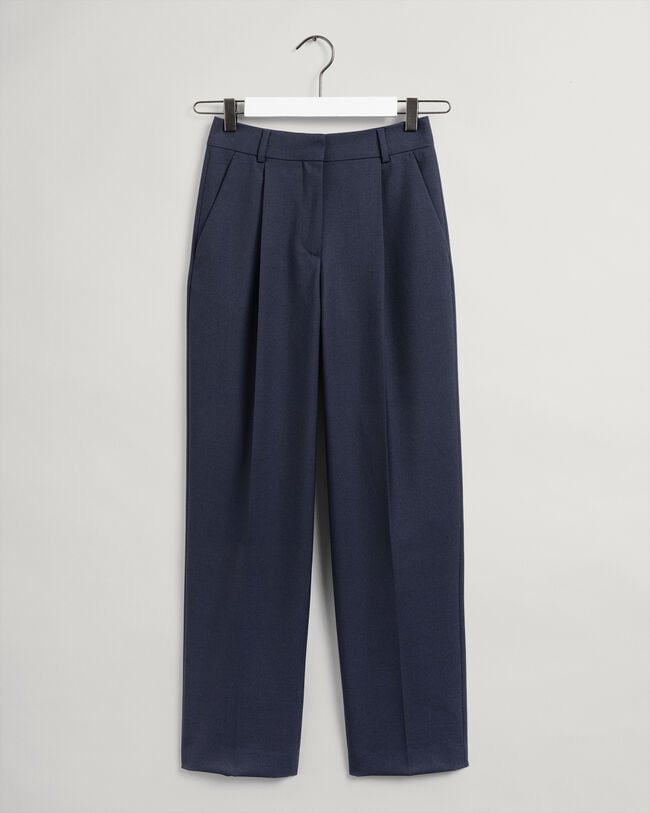 Wool-Blend High-Waisted Pleated Pants
