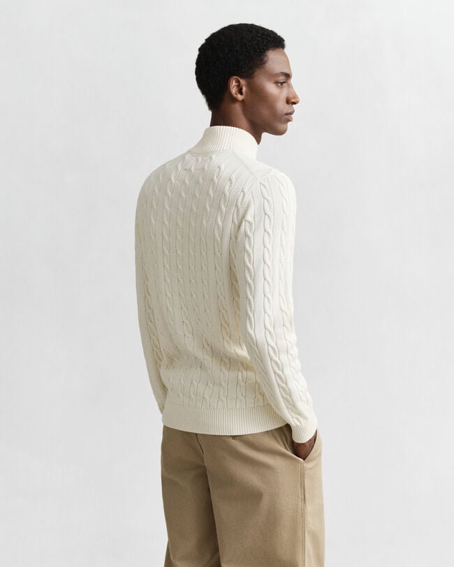 Cotton Cable Knit Half-Zip Sweater
