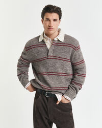 Striped Wool Blend Polo Sweater