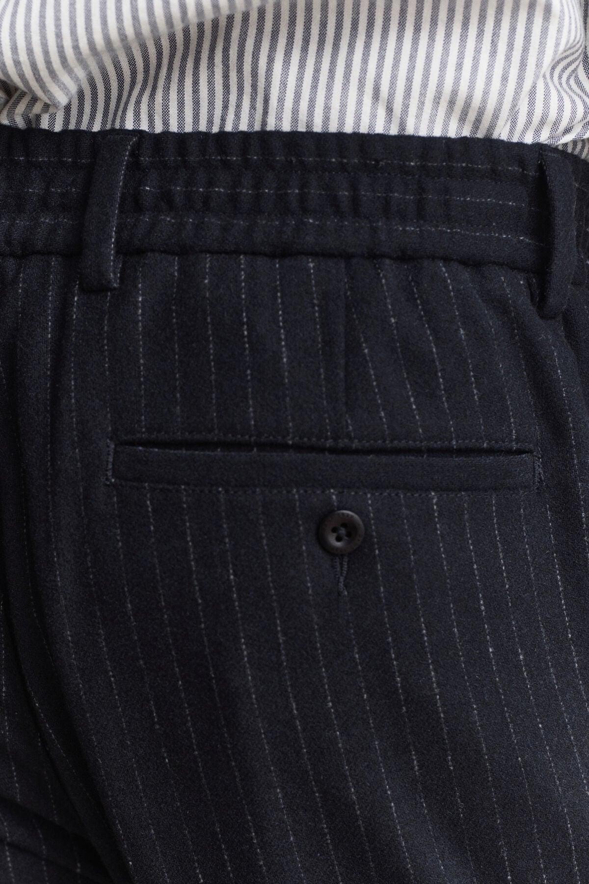 Tapered Wool Flannel Pants — EVENING BLUE