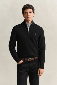 Casual Cotton Half-Zip Sweater — BLACK 5