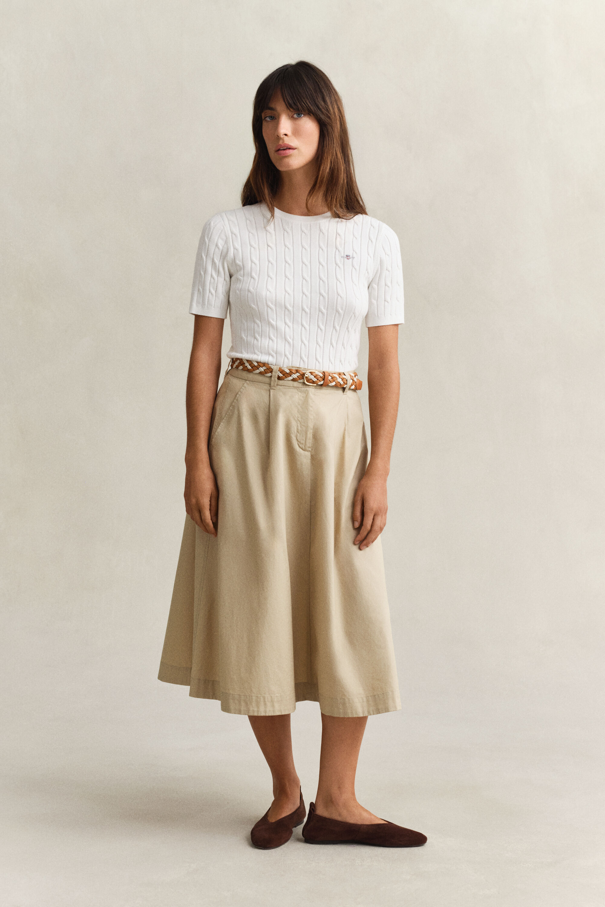 Pleated Chino Skirt