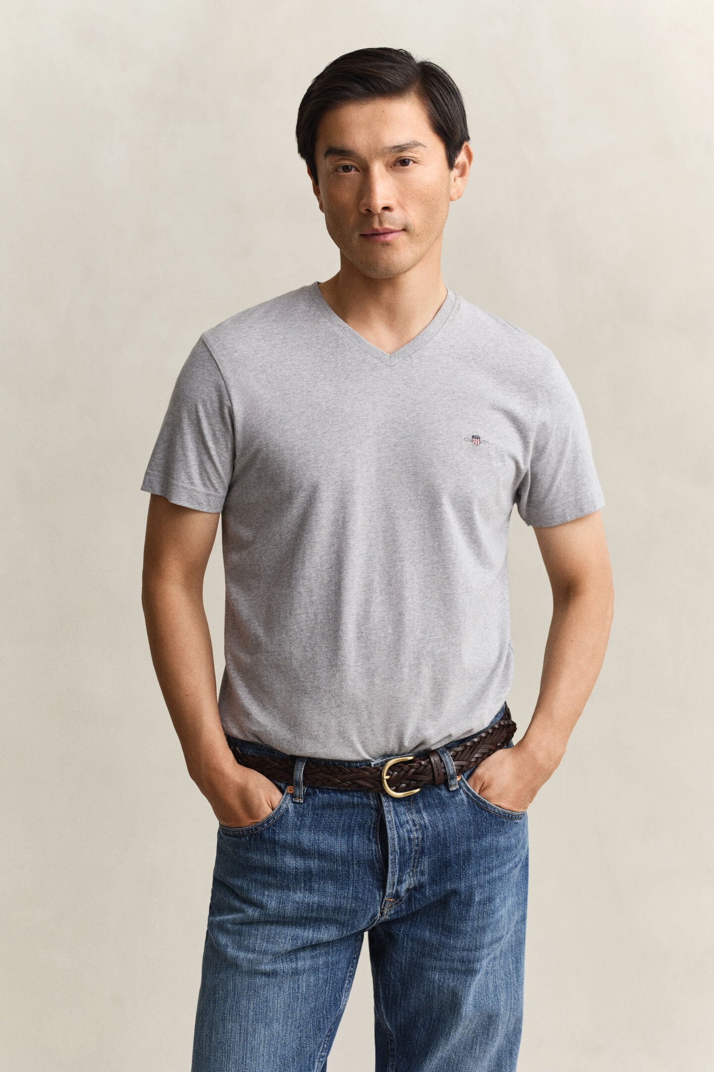 Slim Fit Shield V-Neck T-Shirt