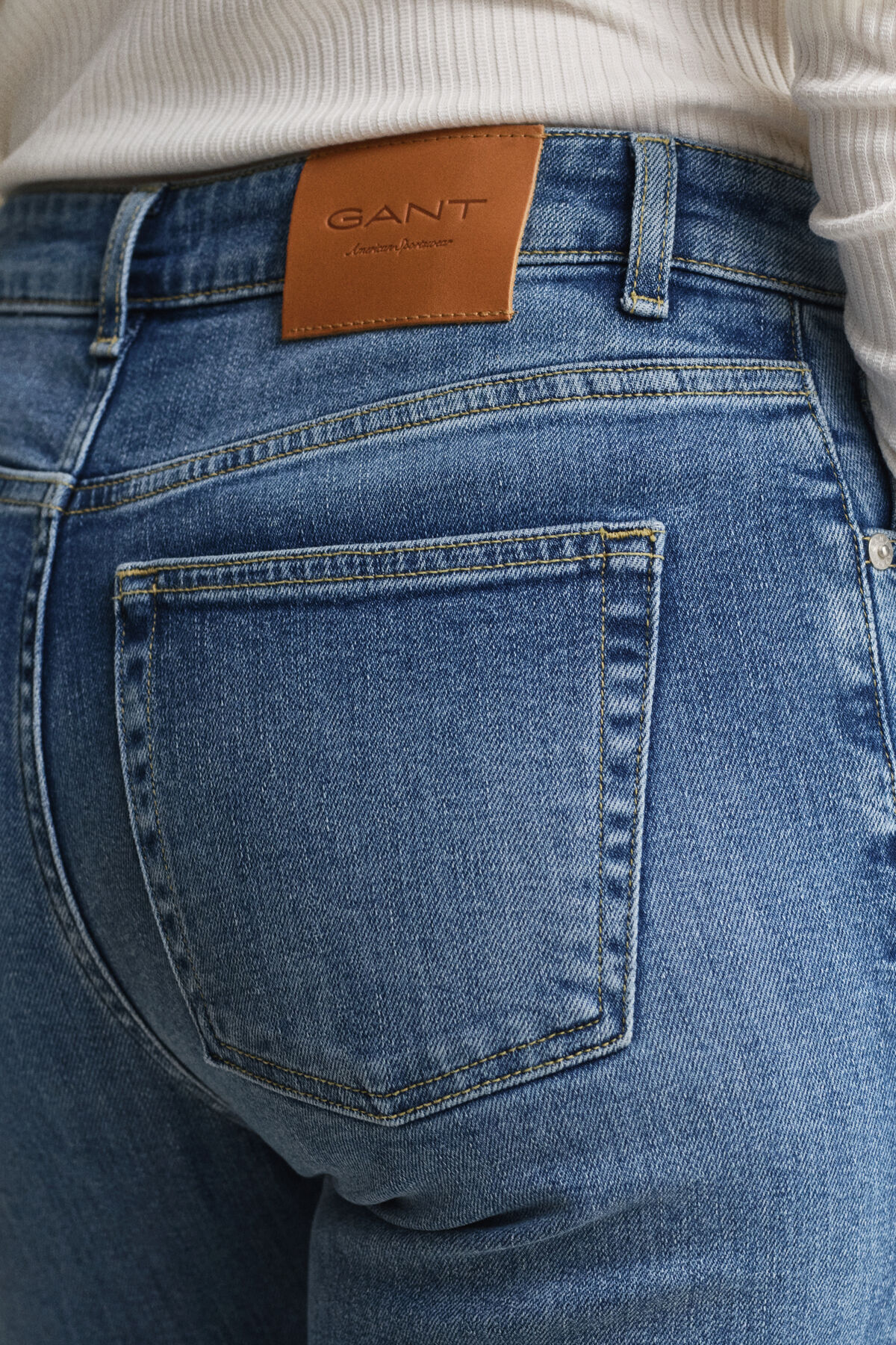 Slim Flared Stretch Jeans — MID BLUE BROKEN IN