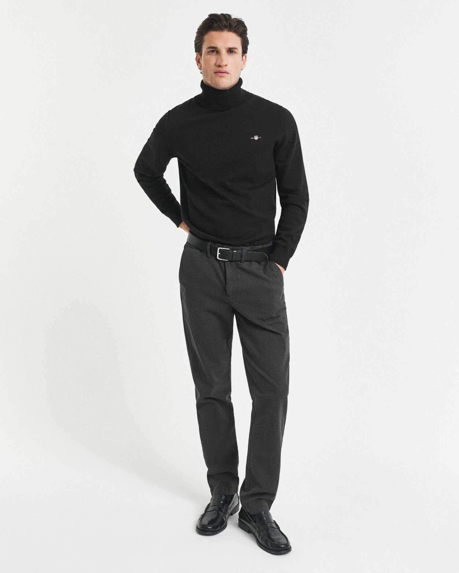 Slim Fit Cotton Herringbone Pants