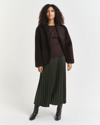 Stretch Cotton Cable Knit Crew Neck Sweater