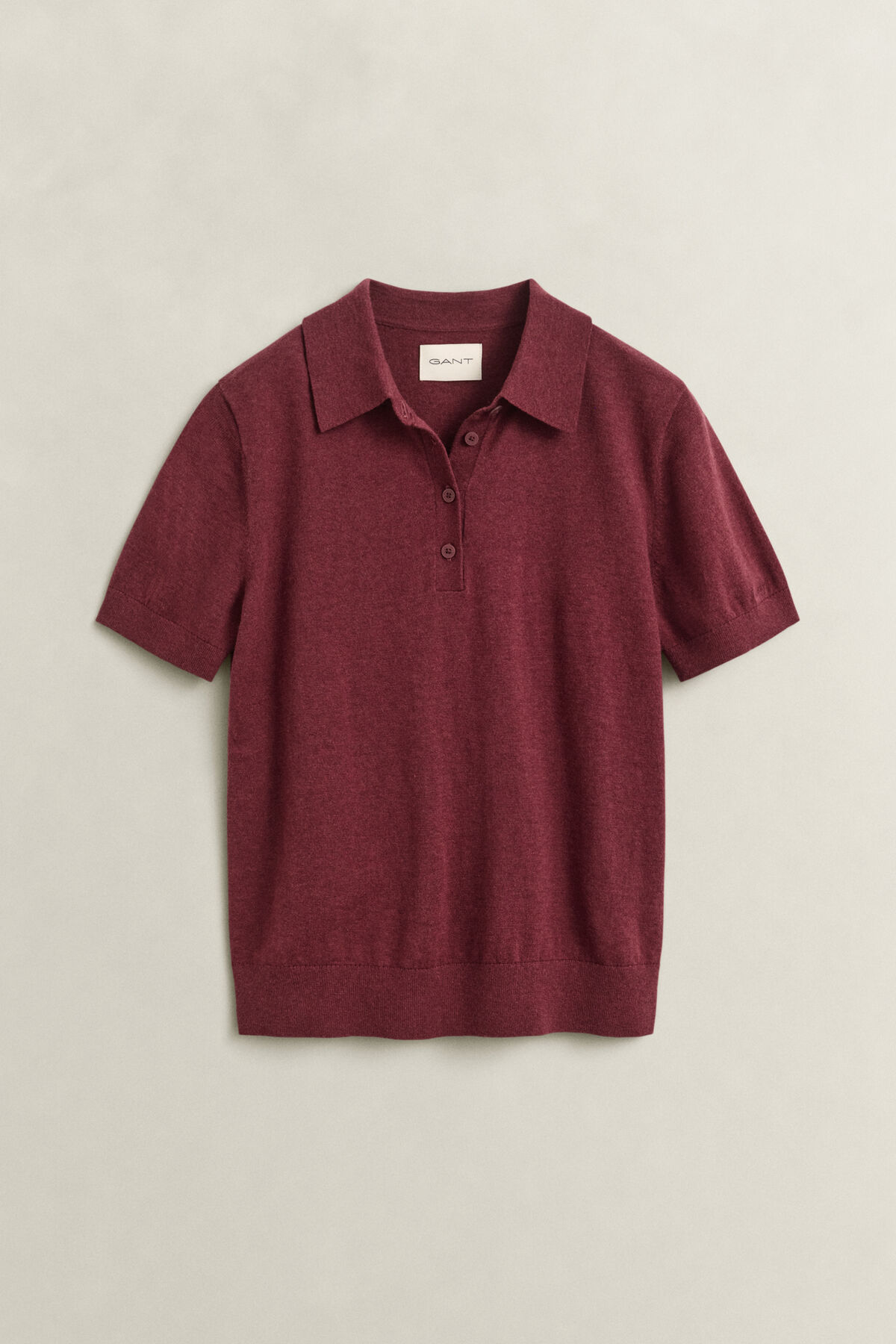 Light Knitted Polo Sweater — DARKENED WINE