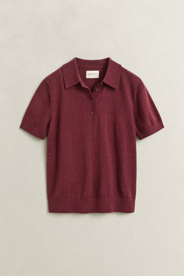 Light Knitted Polo Sweater — DARKENED WINE