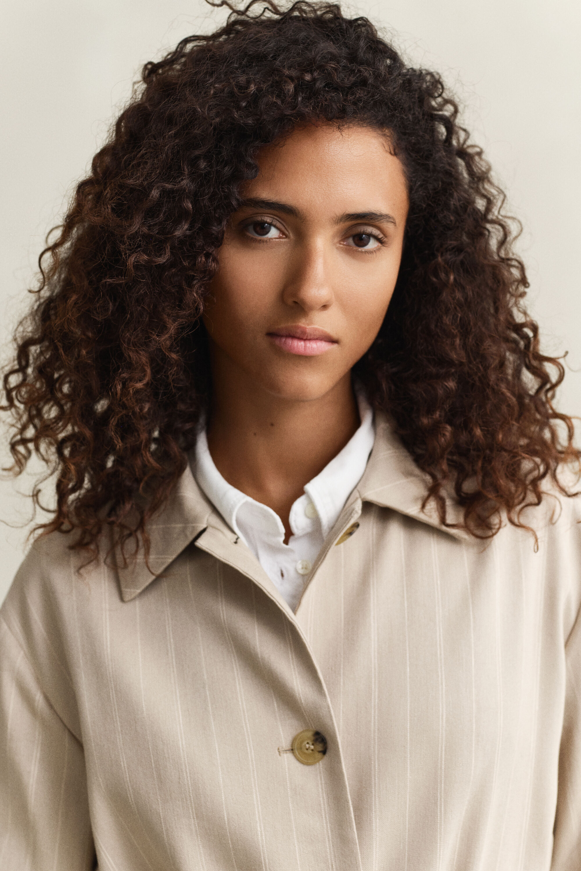 Linen Blend Pinstriped Coat