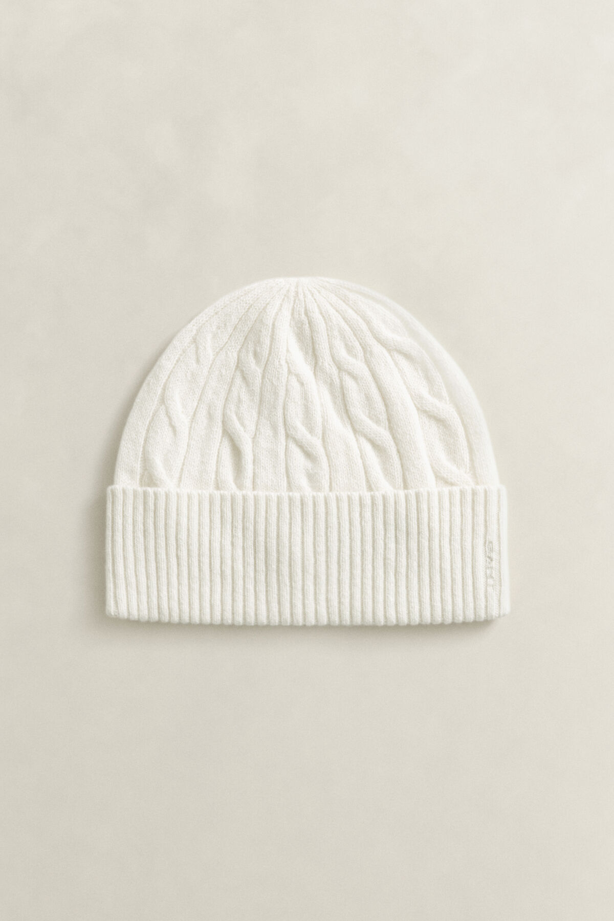 Wool Cable Knit Beanie — CREAM