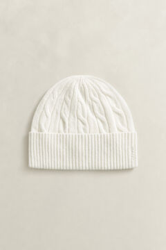 Wool Cable Knit Beanie — CREAM 2