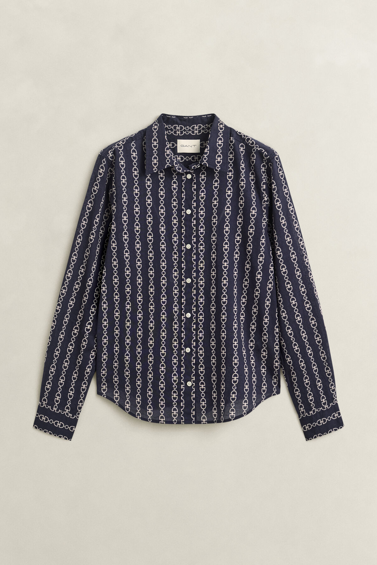 Printed Cotton Voile Shirt — EVENING BLUE