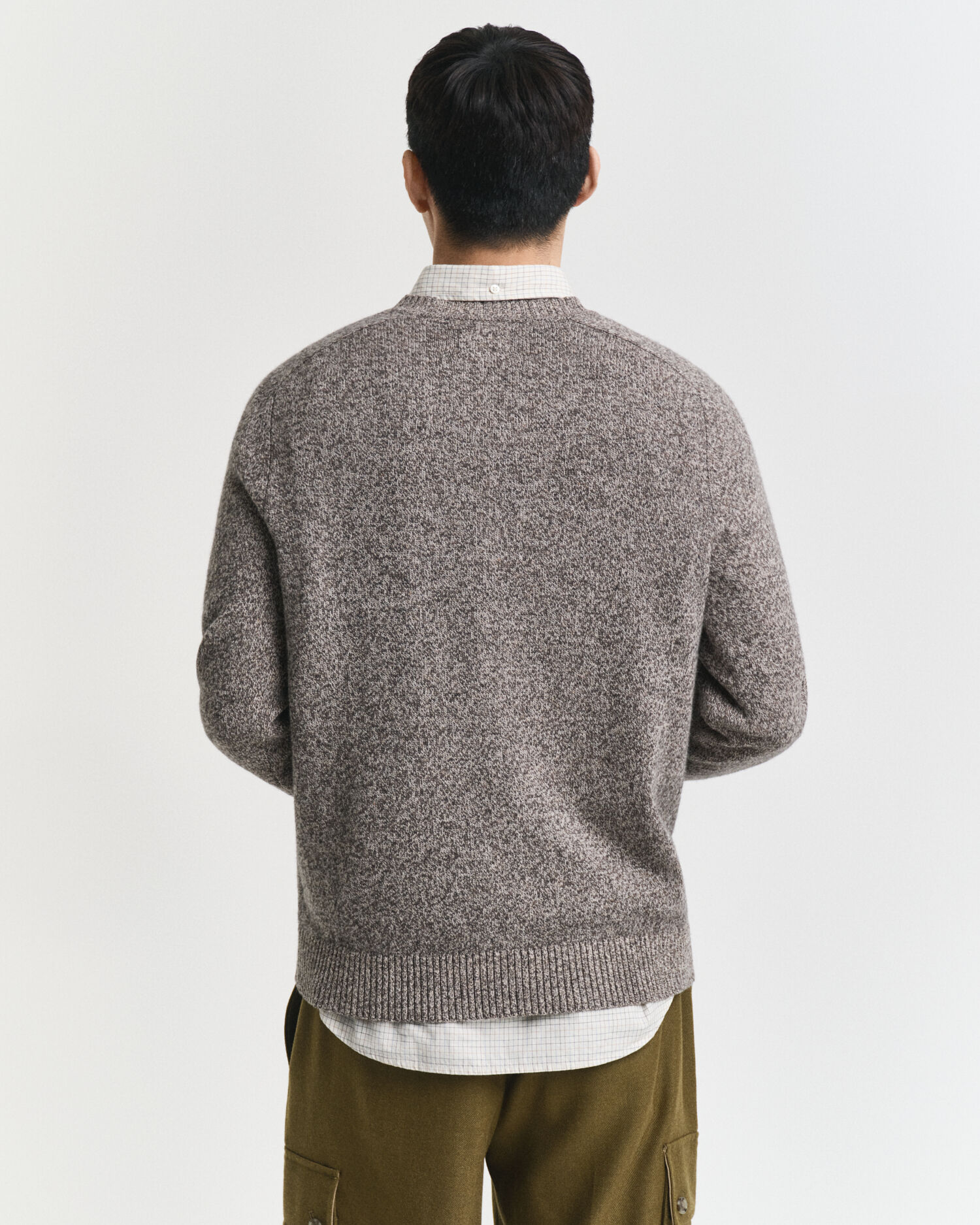 Wool Blend Mouliné Crew Neck Sweater