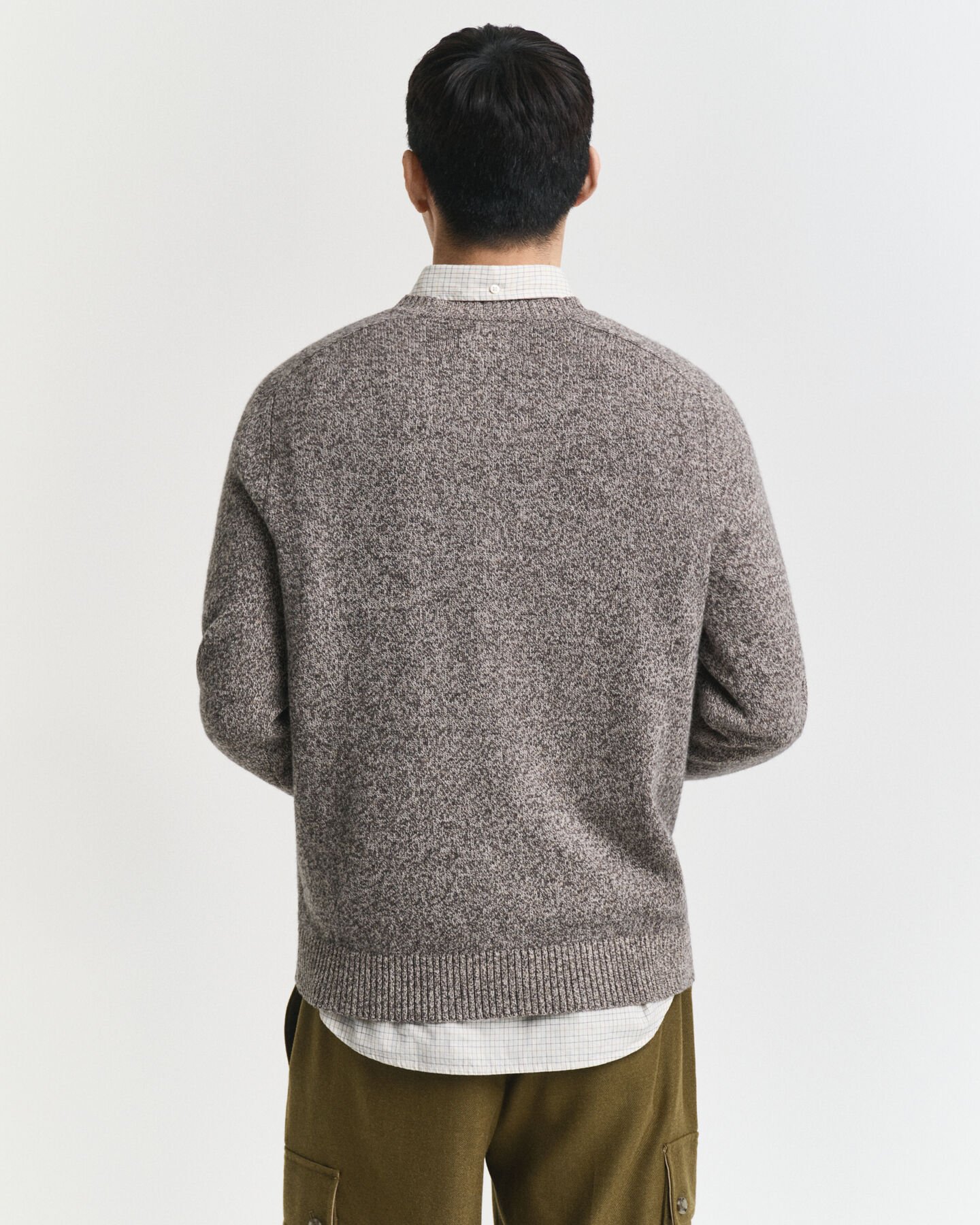 Wool Blend Mouliné Crew Neck Sweater