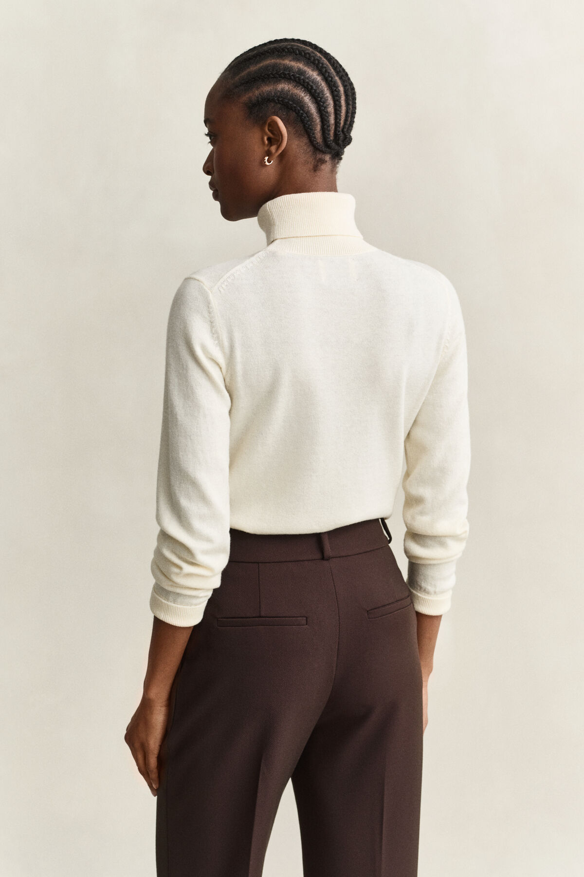 Wool Cotton Turtleneck Sweater — CREAM
