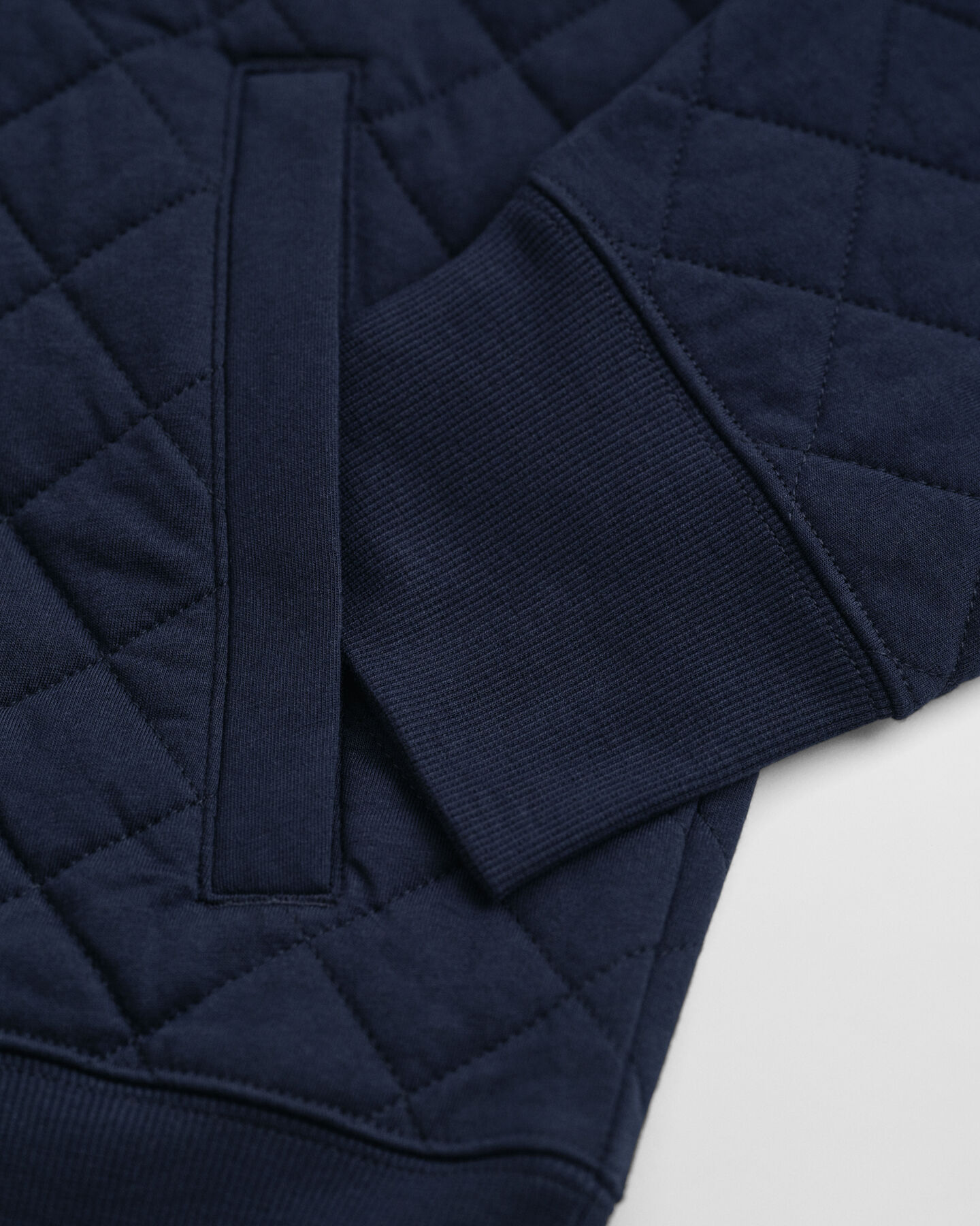 Corduroy Collar Quilted Zip Sweatshirt