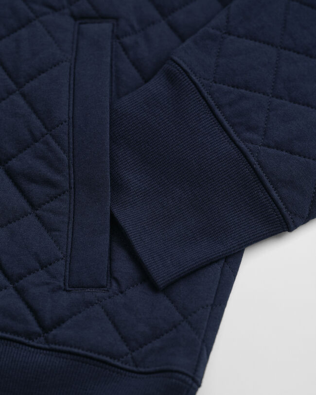 Corduroy Collar Quilted Zip Sweatshirt