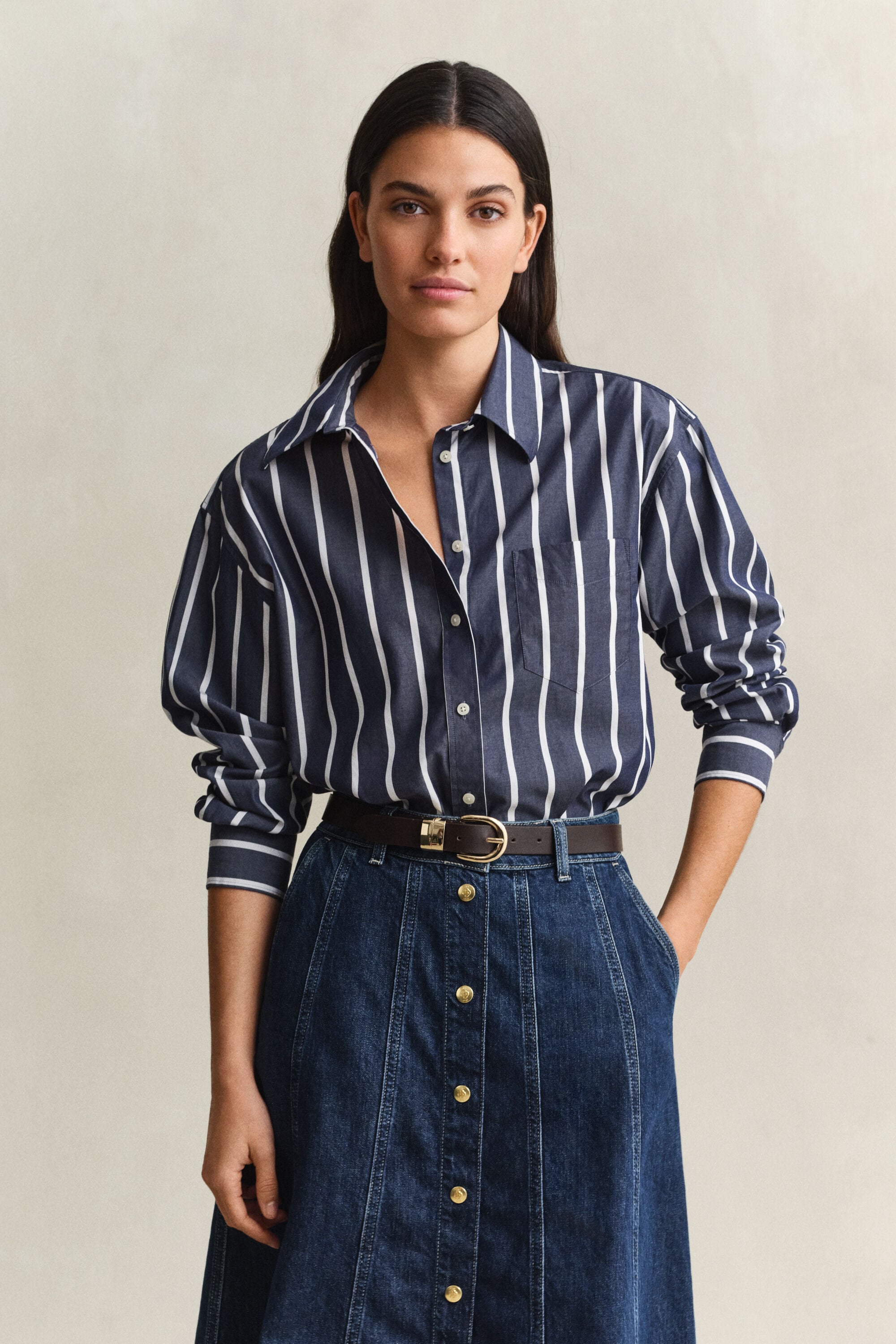 Relaxed Fit Striped Classic Poplin Shirt