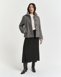 Short Checked Wool Blend Car Coat