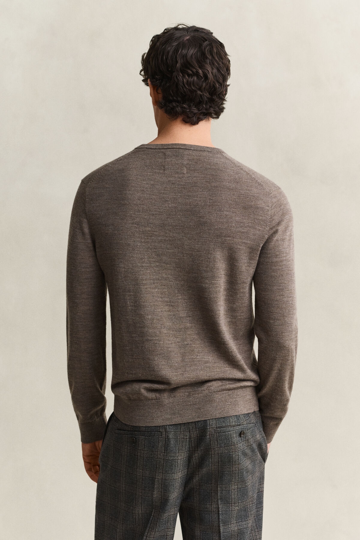 Merino Wool Crew Neck Sweater — DK HAZELNUT MELANGE