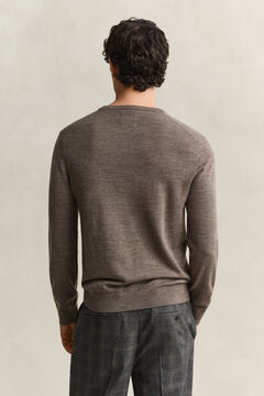 Merino Wool Crew Neck Sweater — DK HAZELNUT MELANGE 2