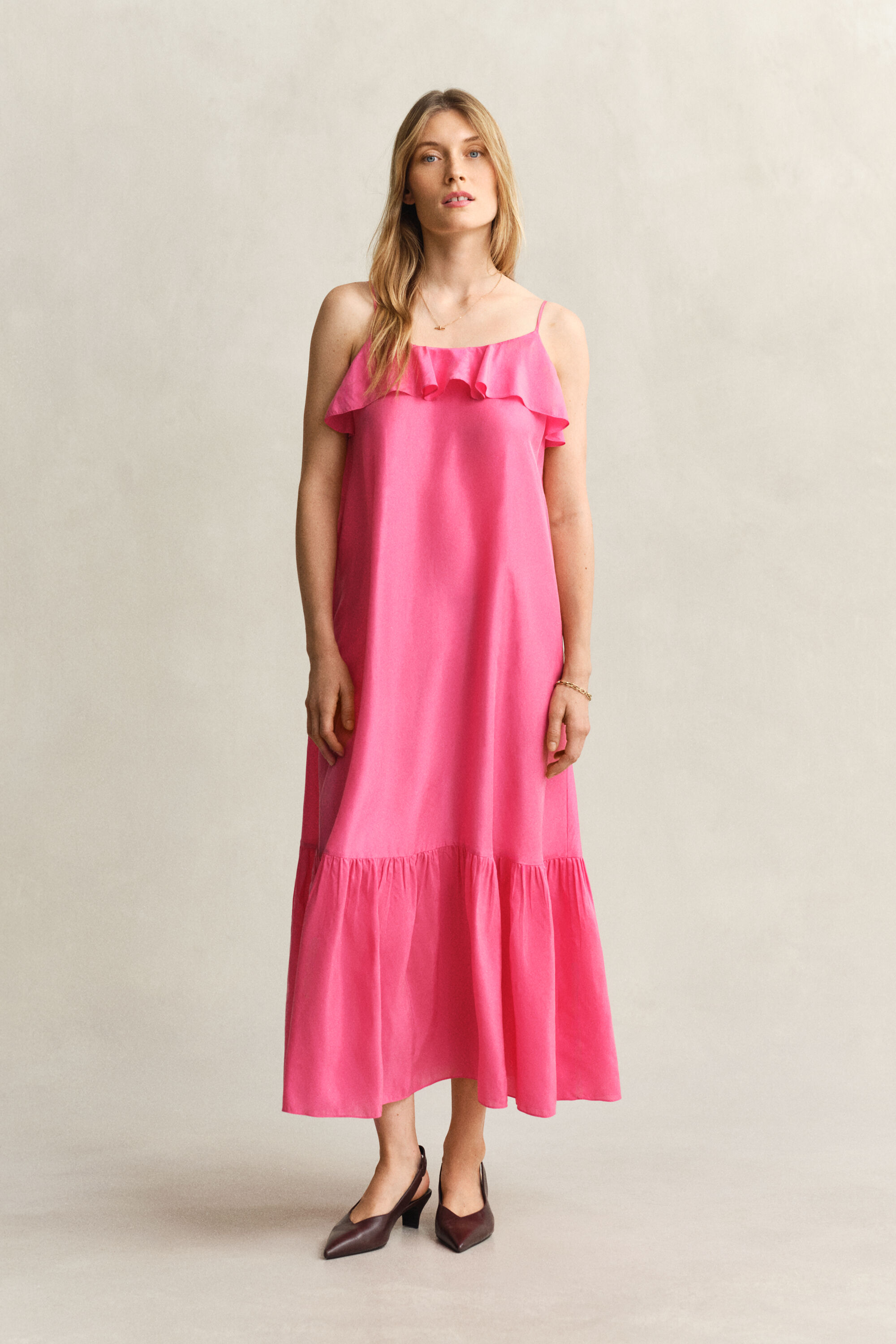 Strappy Silk Midi Dress