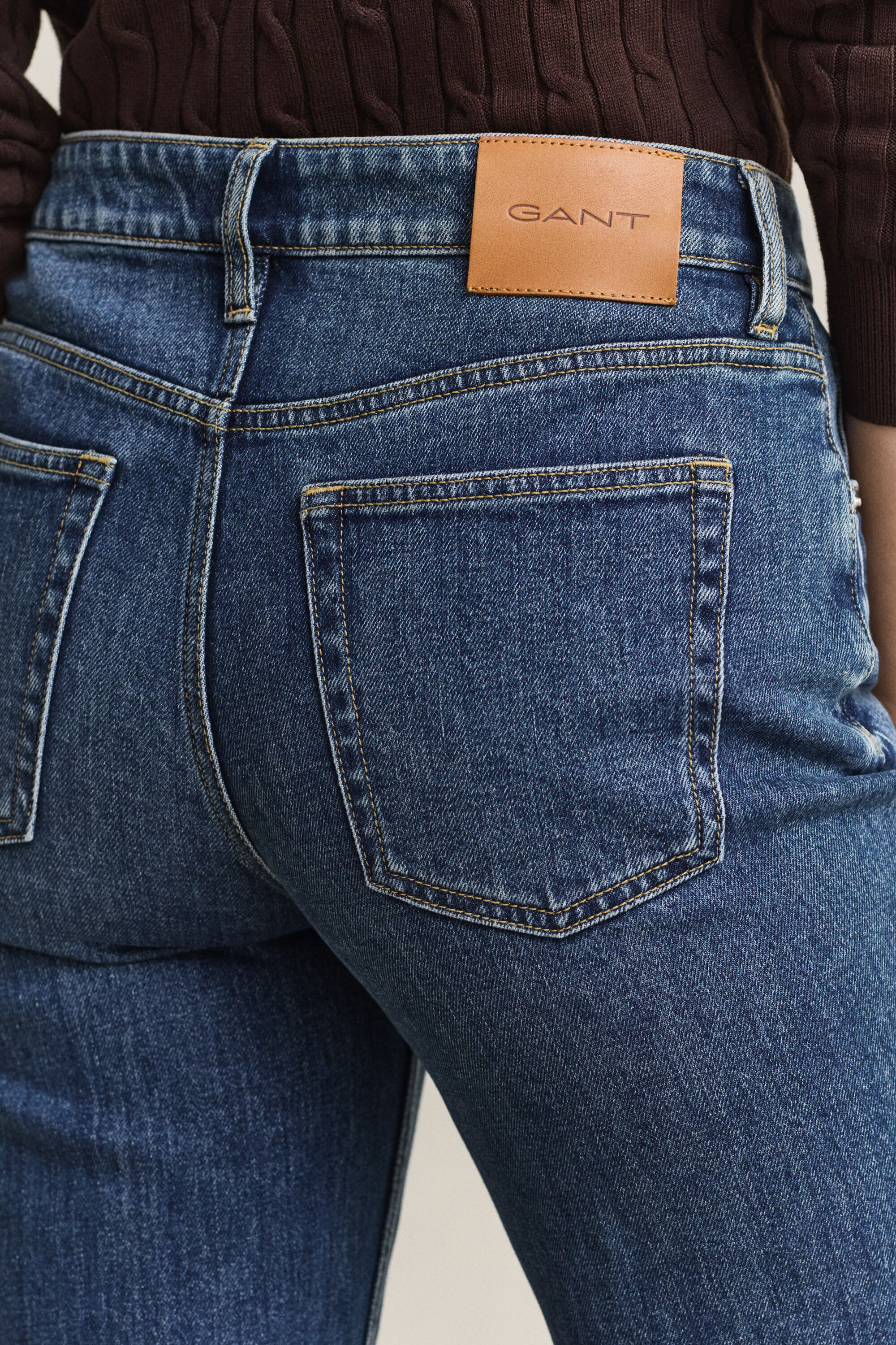 Cropped Straight Leg Stretch Jeans