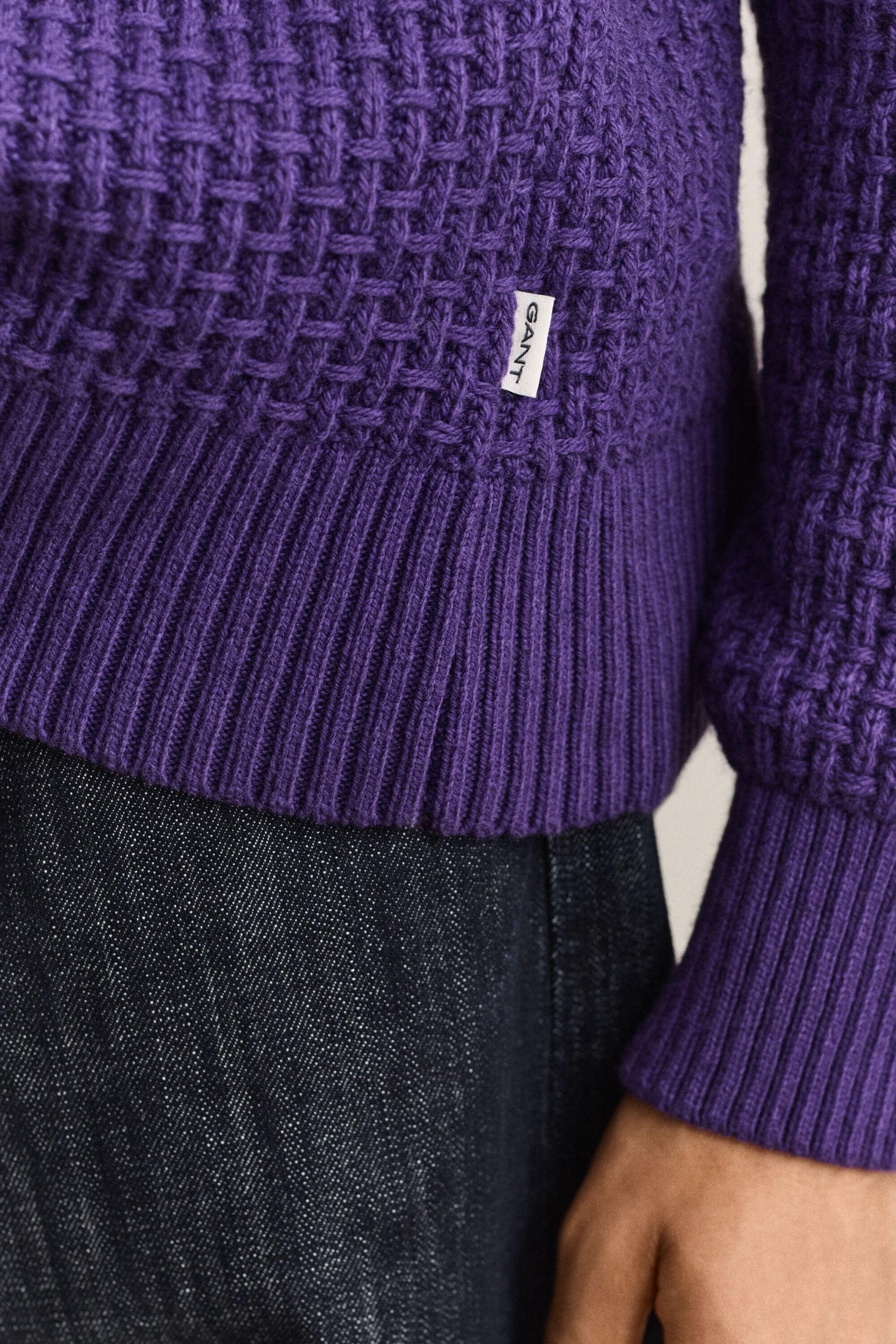 Textured Cotton Wool Turtleneck Sweater