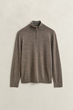 Merino Wool Half-Zip Sweater — DK HAZELNUT MELANGE 1