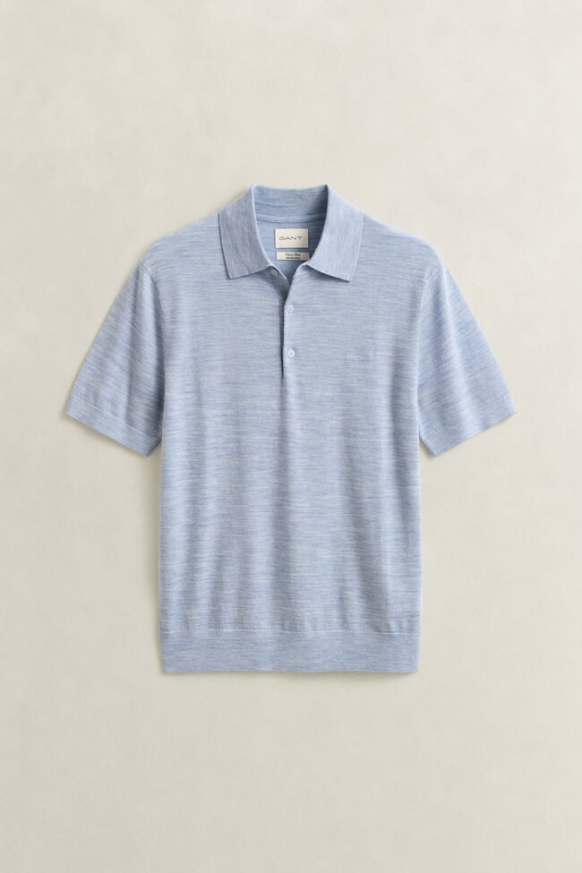 Extra Fine Merino Wool Short Sleeve Polo Sweater