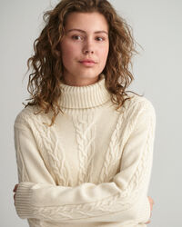 Teen Girls Chunky Cable Polo Sweater